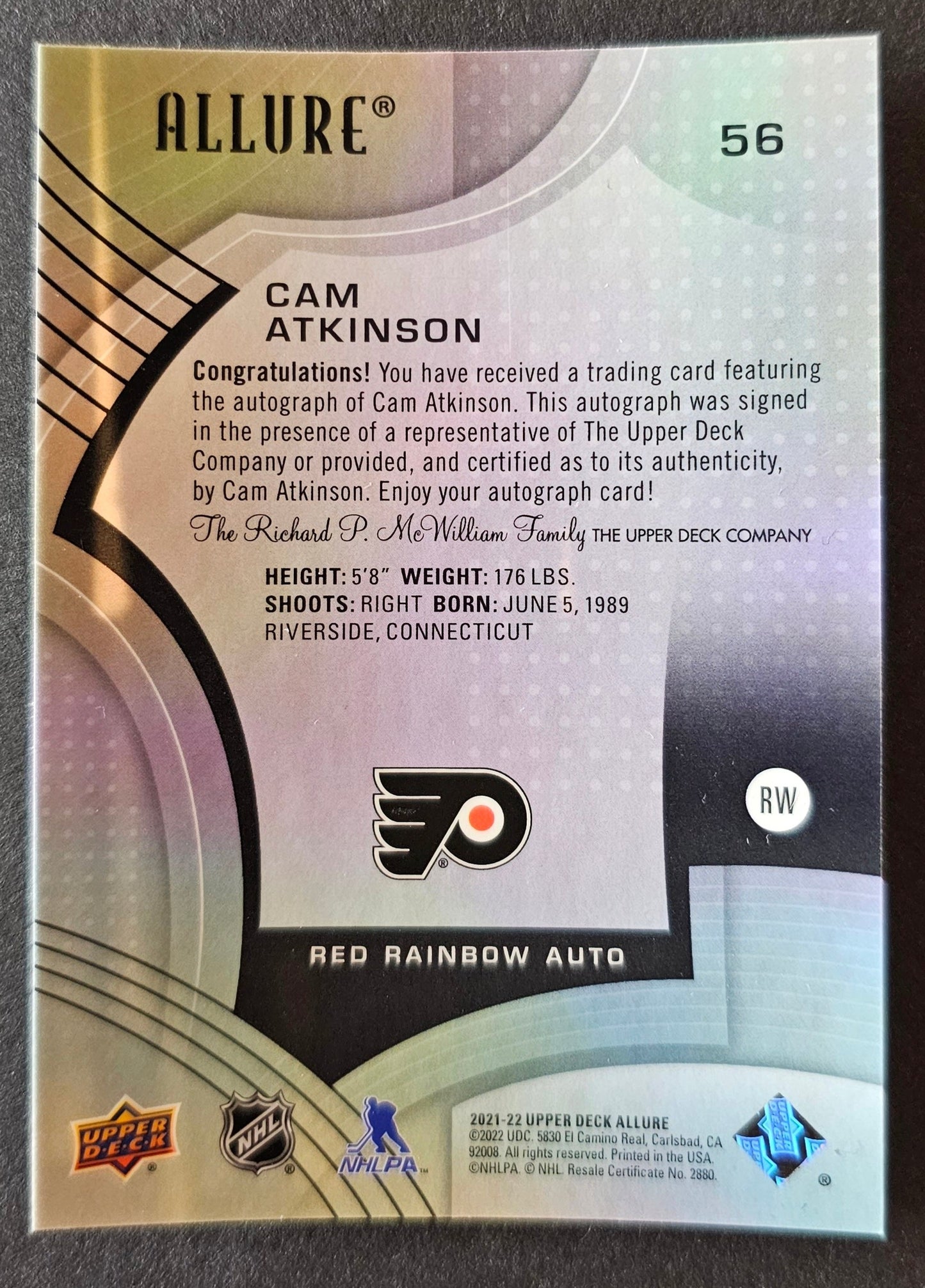 Cam Atkinson Red Rainbow Auto - 2021/22 Allure