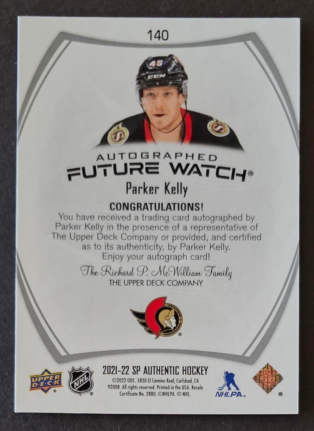 Parker Kelly Future Watch Auto - 2021/22 SP Authentic