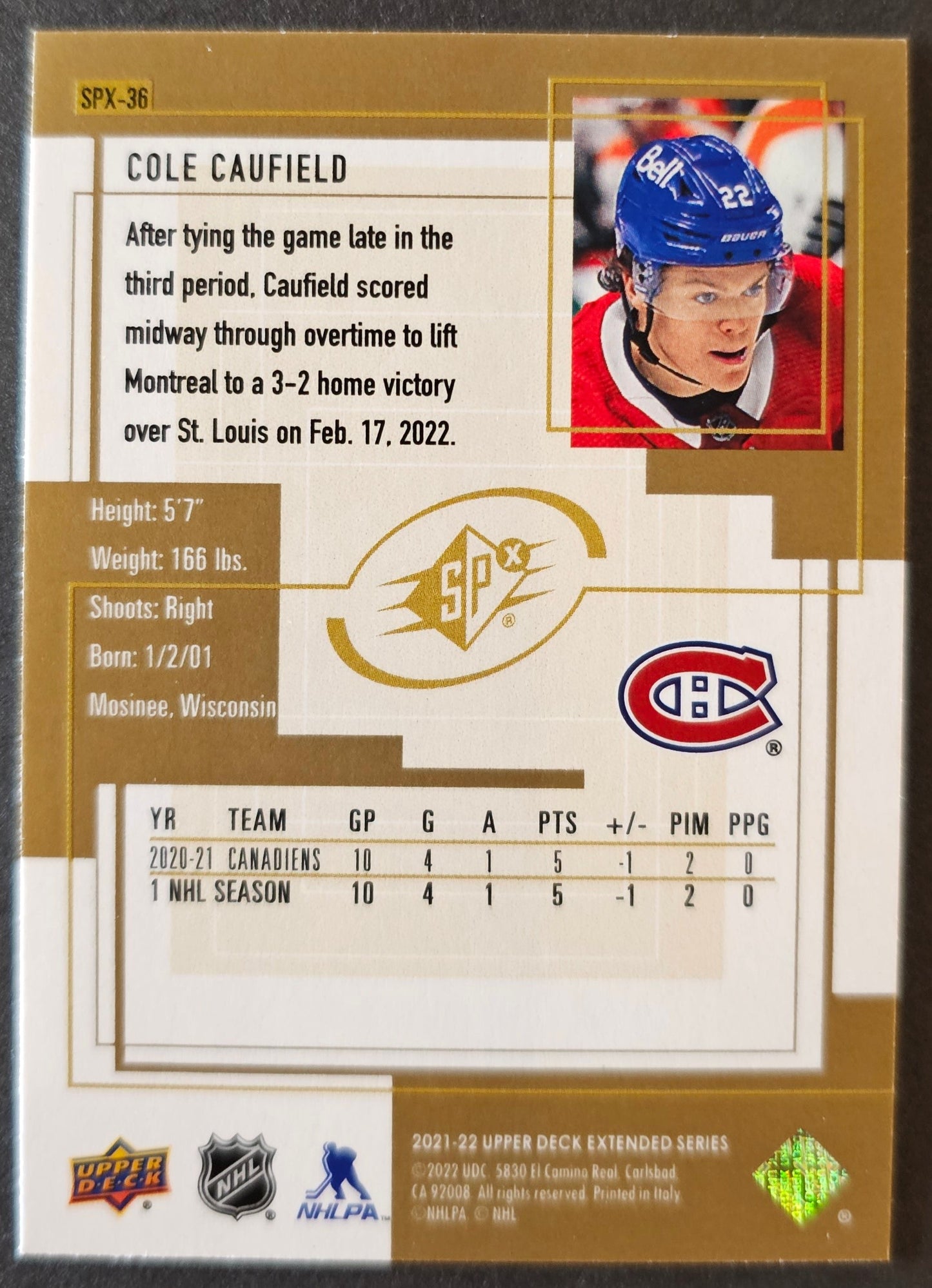 Cole Caufield 4 Card Lot - Blue Dazzlers / SPX Rookie / UD Canvas / Welcome to Montreal