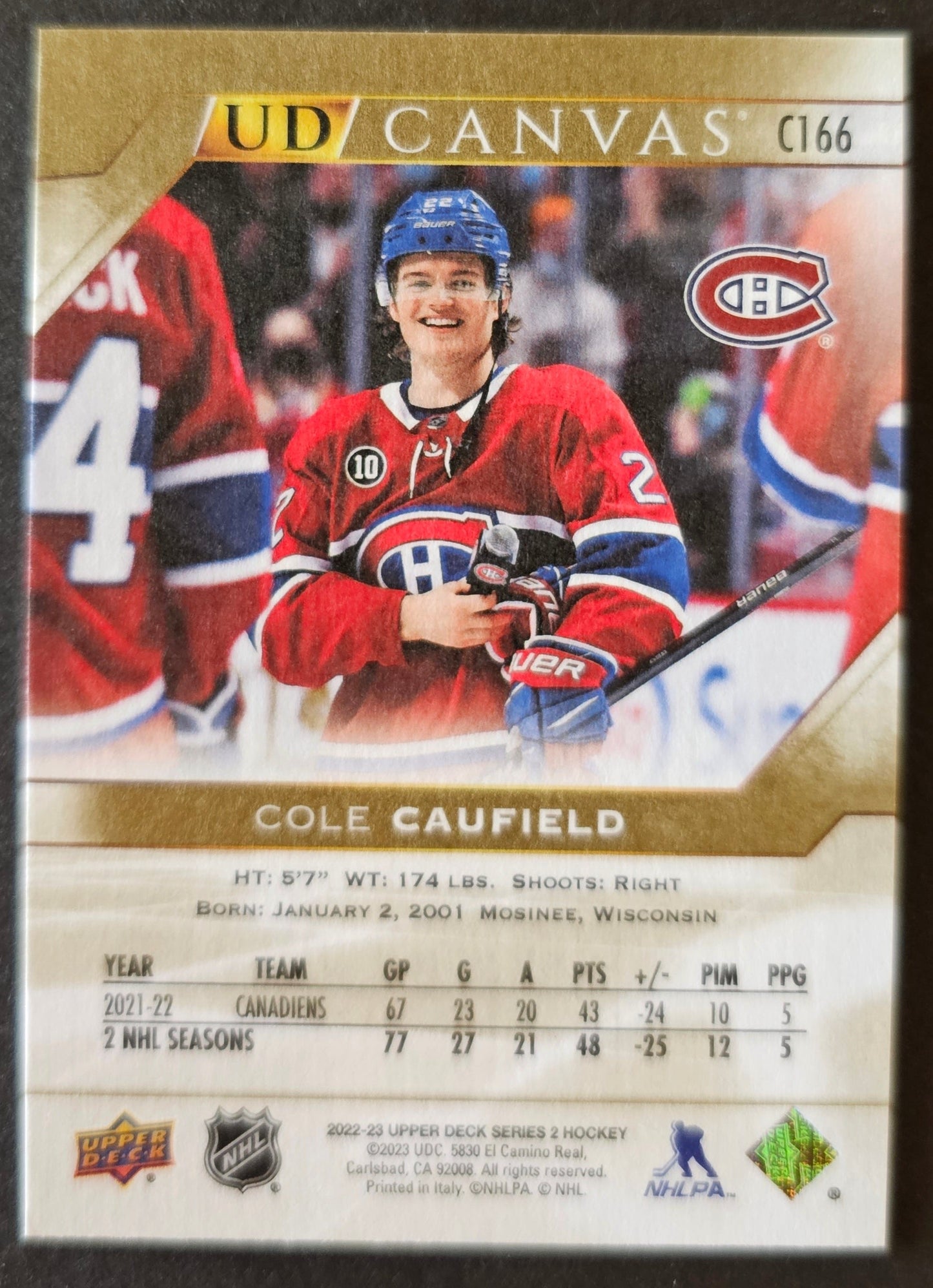 Cole Caufield 4 Card Lot - Blue Dazzlers / SPX Rookie / UD Canvas / Welcome to Montreal