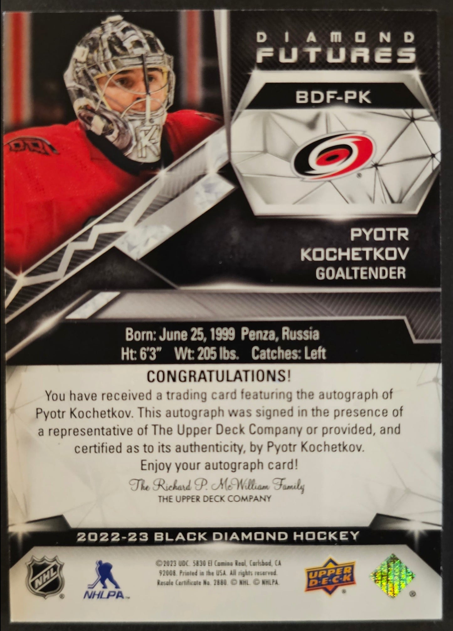 Pyotr Kochetkov Diamond Futures Auto /65 - 2022/23 Black Diamond