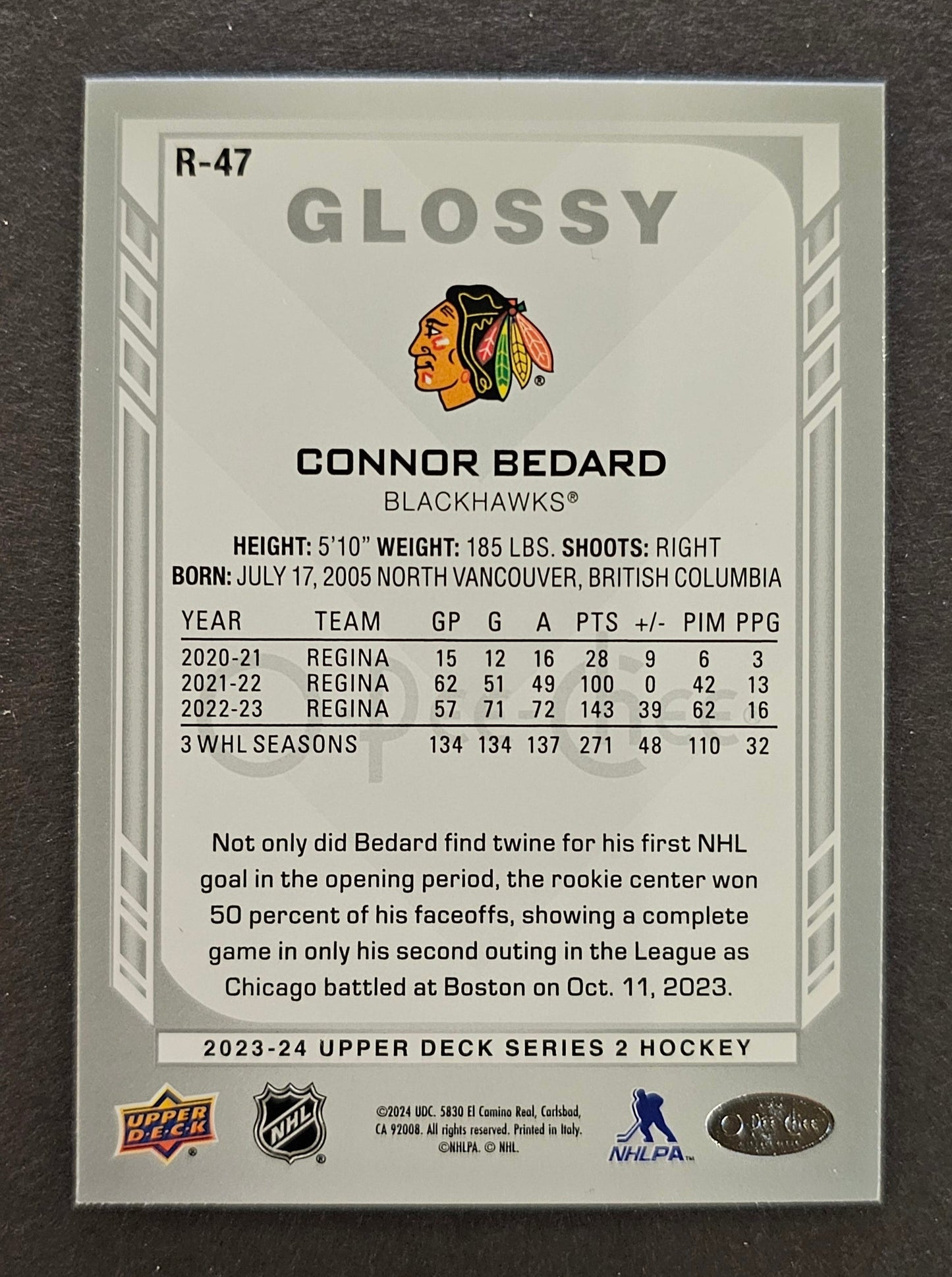 Connor Bedard O-Pee-Chee Glossy Rookie - 2023/24 Series 2