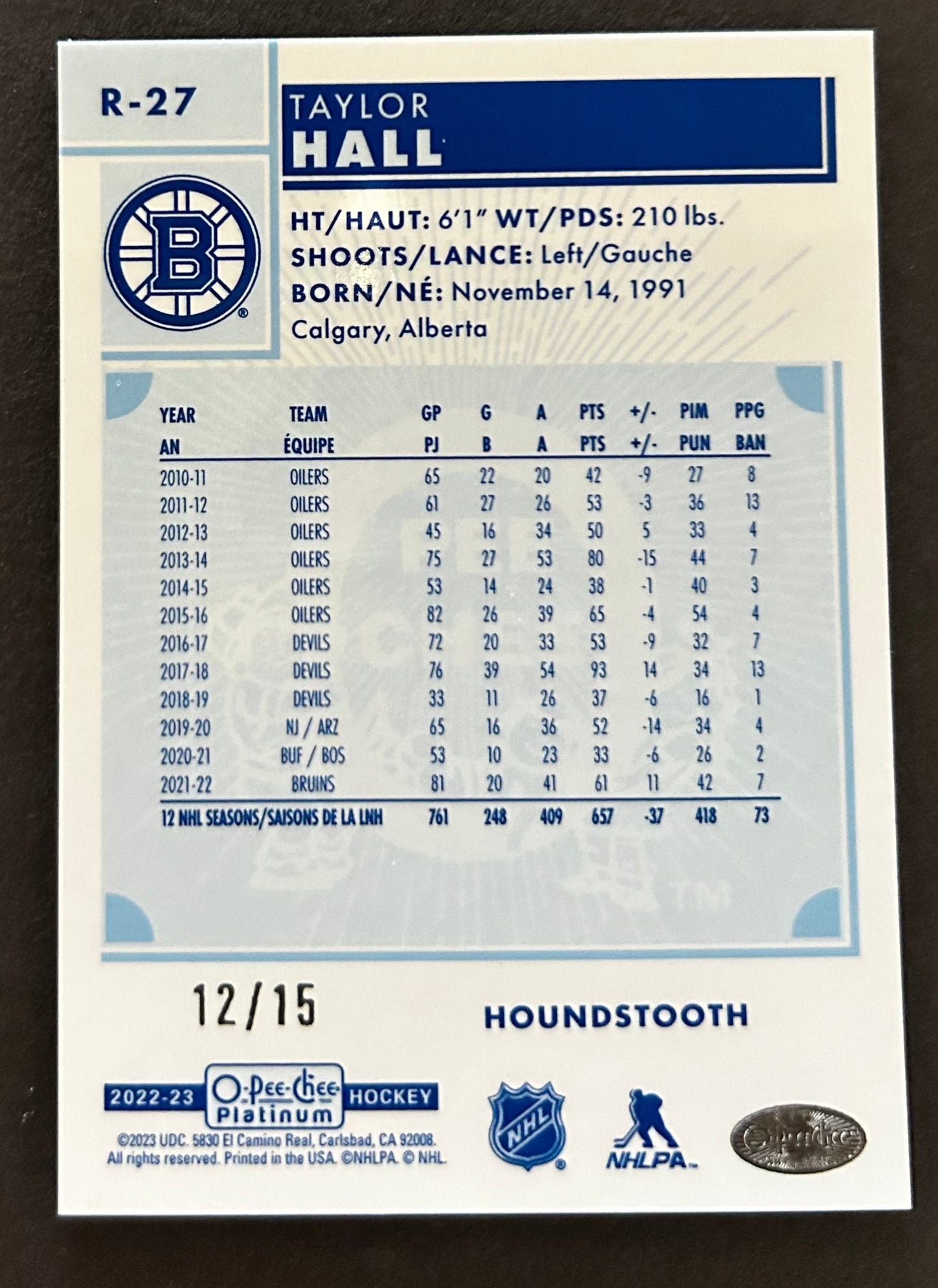 Taylor Hall Retro Gold /15 - 2022/23 O Pee Chee Platinum