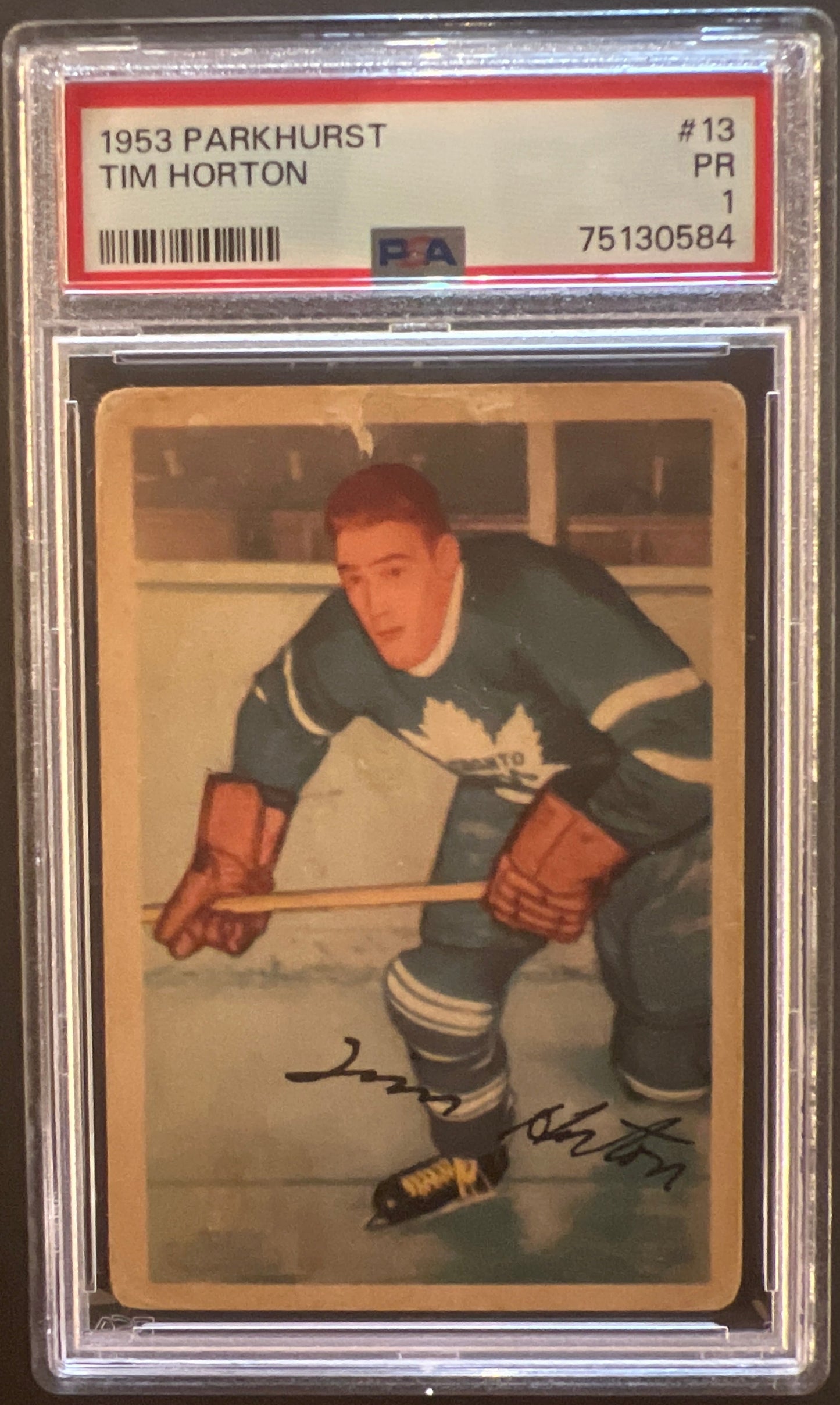 Tim Horton #13 Graded PSA 1 - 1953 Parkhurst