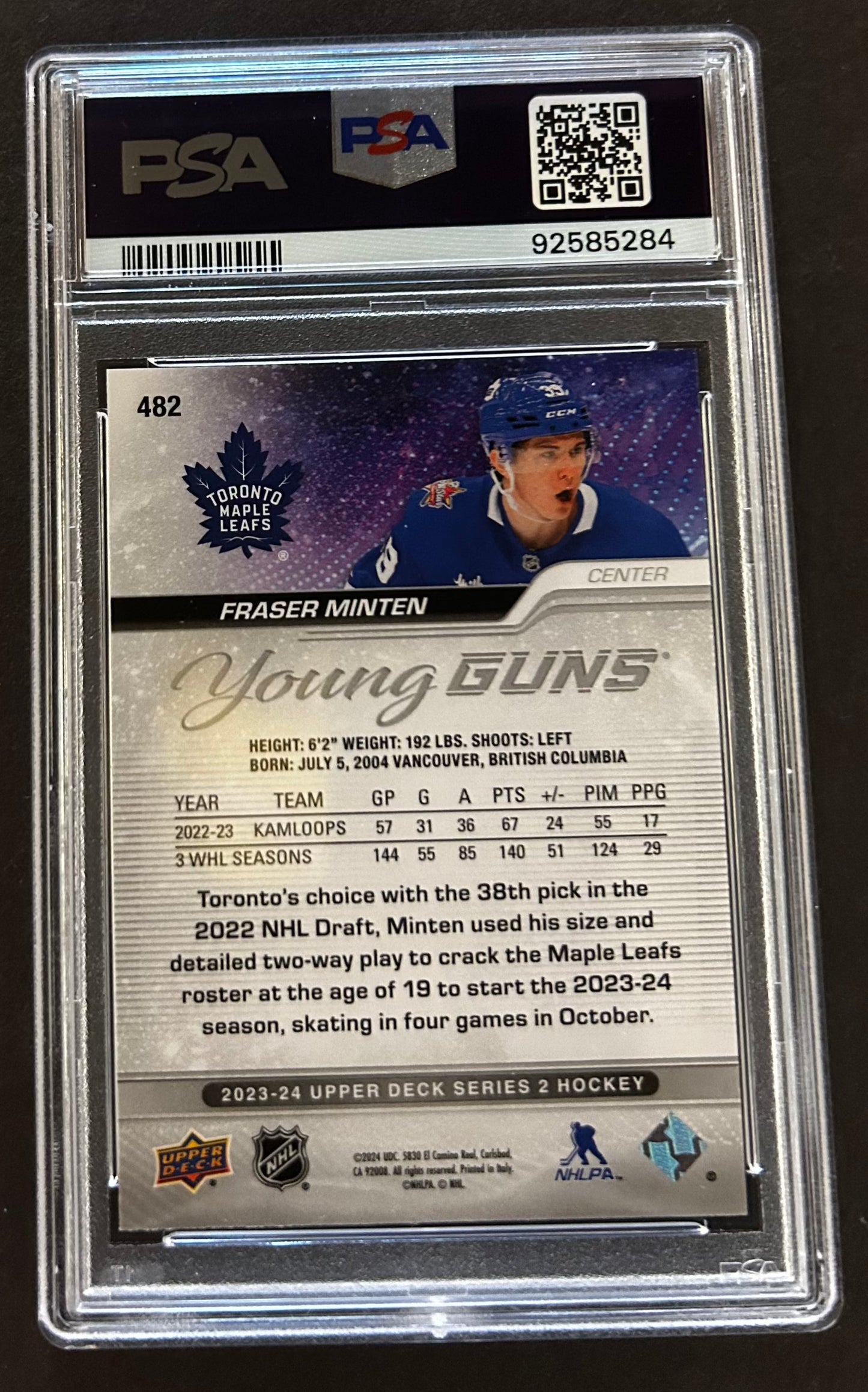 Fraser Minten Young Guns #482 - PSA 10 - 2023/24 Series 2