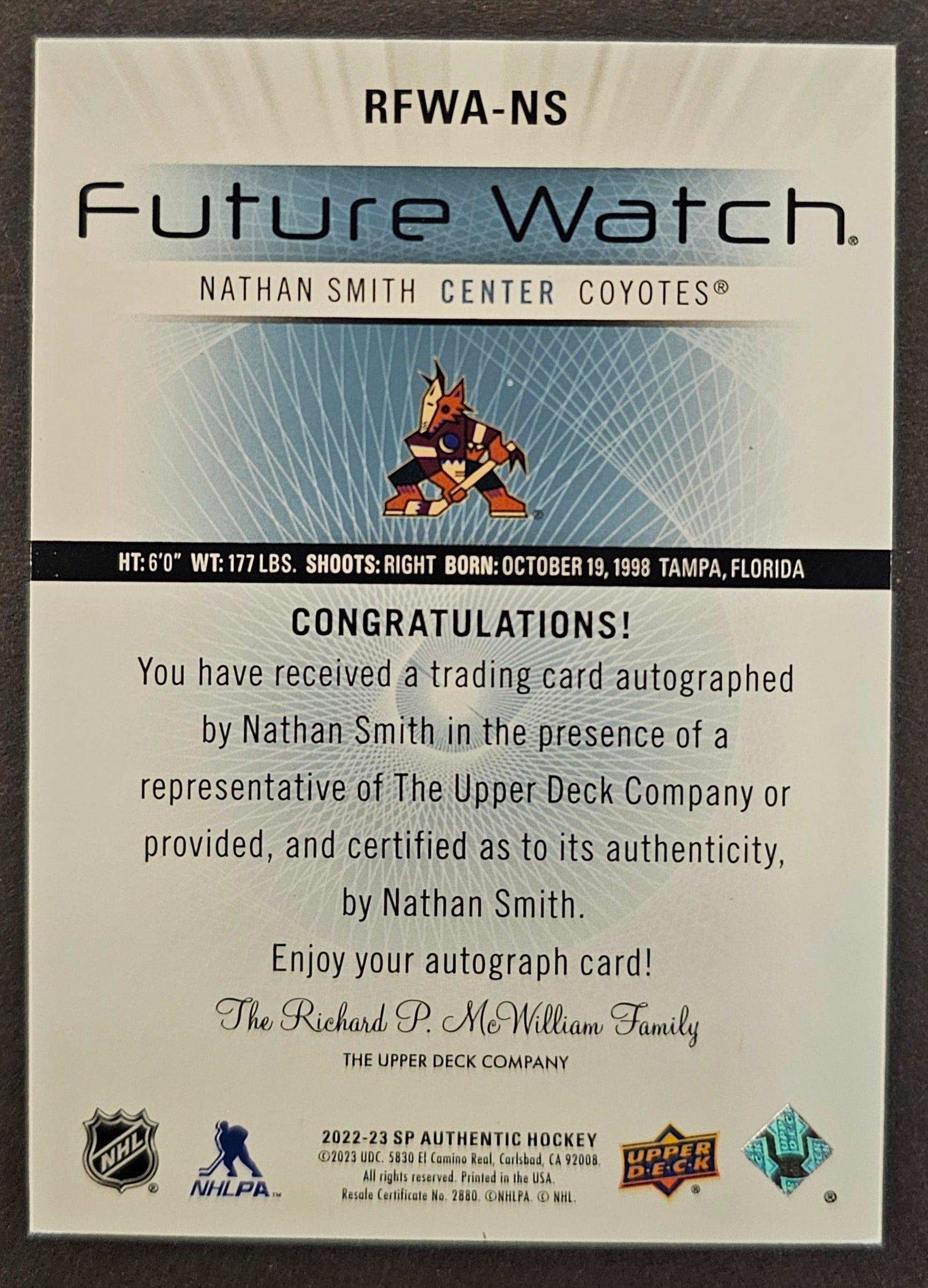 Nathan Smith Retro Future Watch Auto /699 - 2022/23 SP Authentic