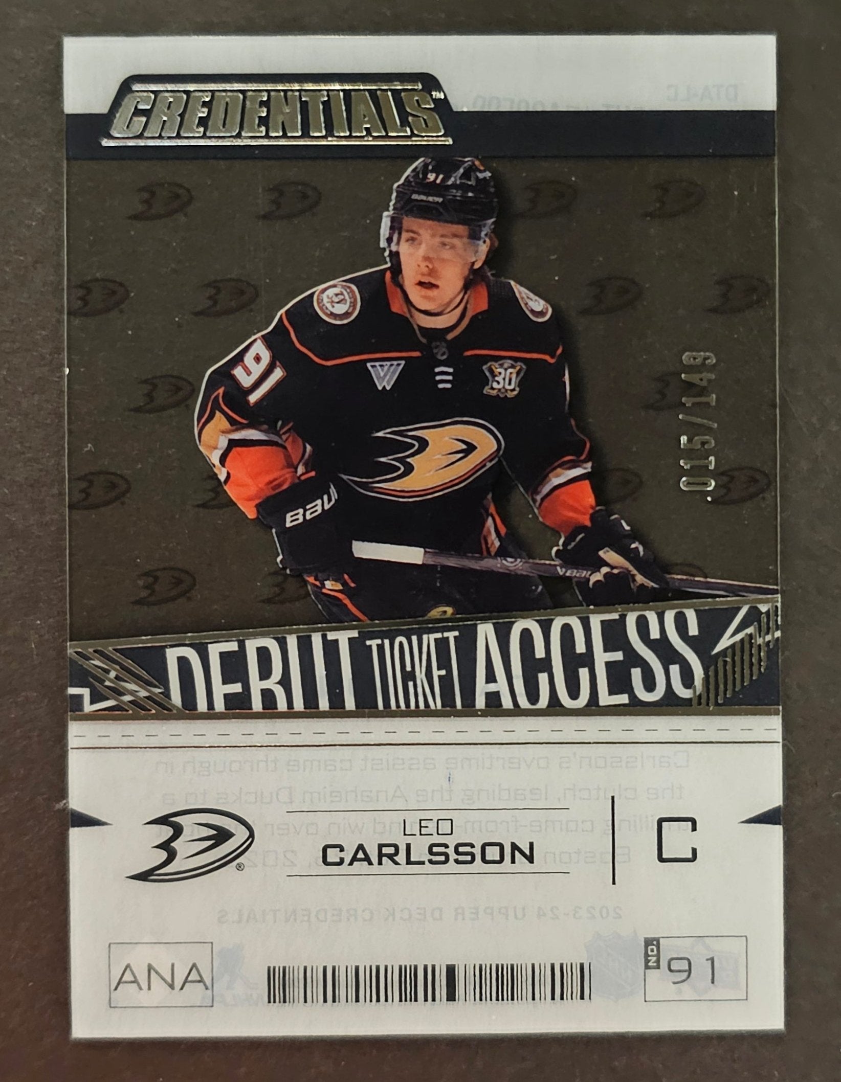 Leo Carlsoon Debut Ticket Access Acetate /149 - 2023/24 Credentials