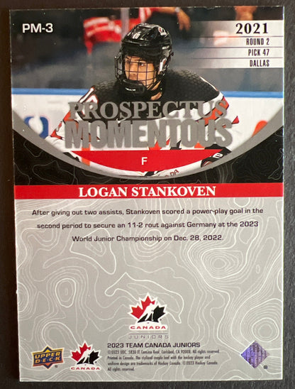 Logan Stankoven Prospectus Momentous Gold /149 - 2023 Team Canada Juniors