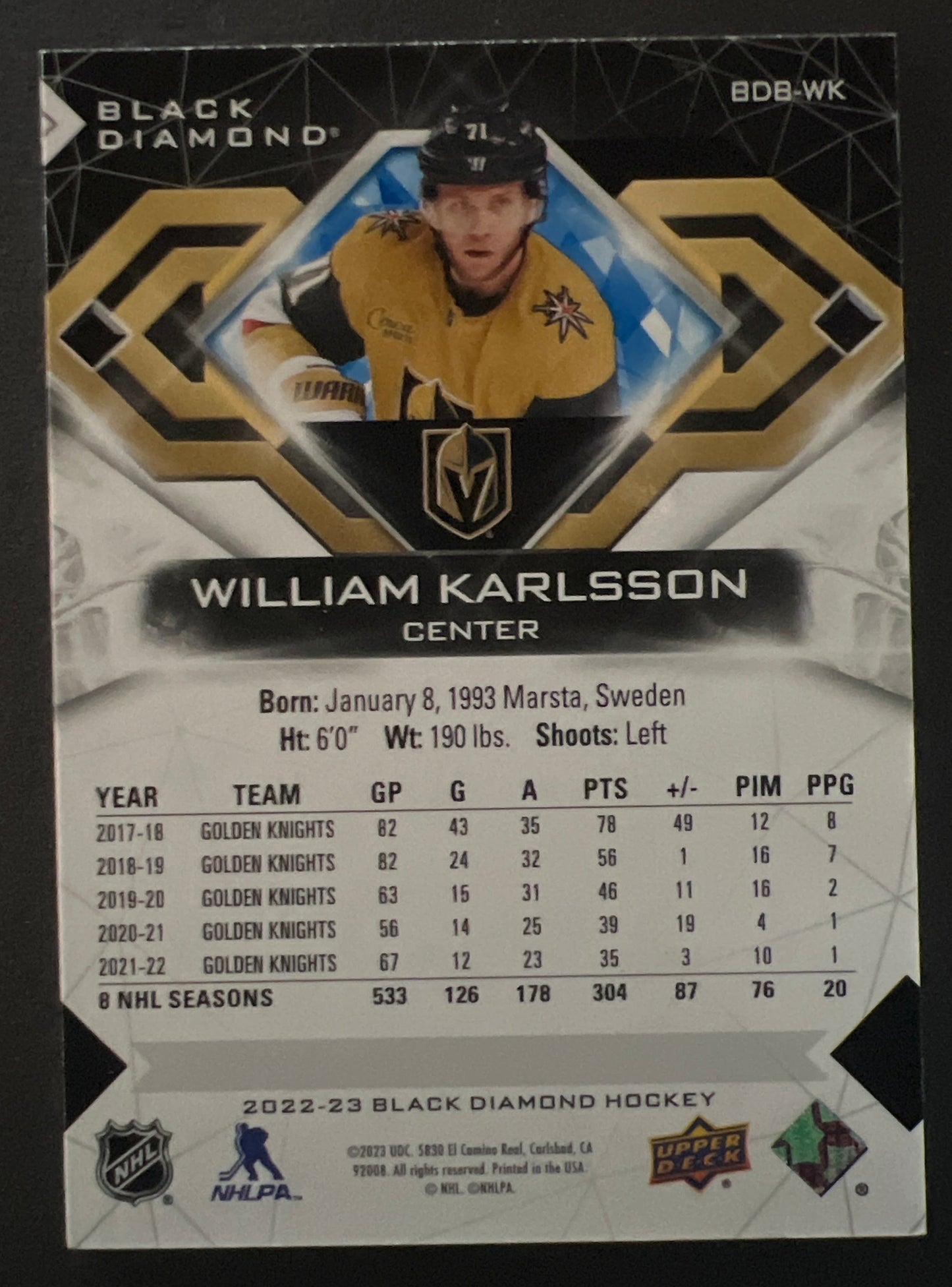 William Karlsson Black Diamond Base Blue /25 - 2022/23 Black Diamond