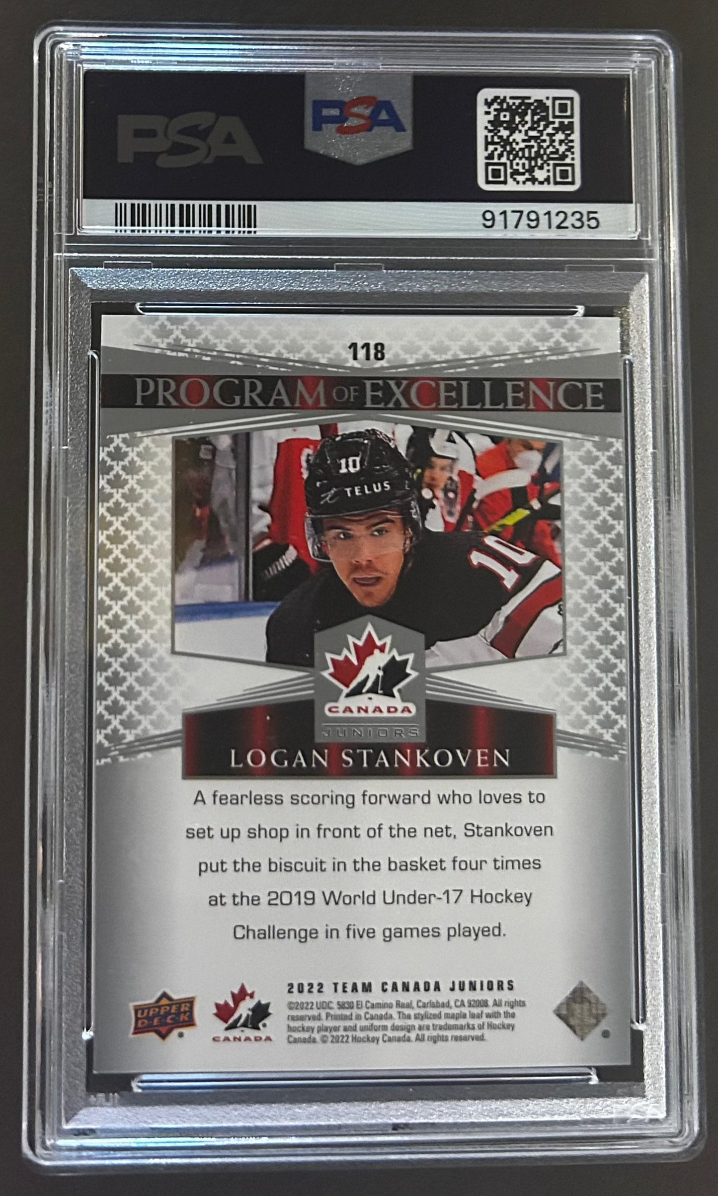 Logan Stankoven Program of Excellence - PSA 10 - 2022 Team Canada Juniors