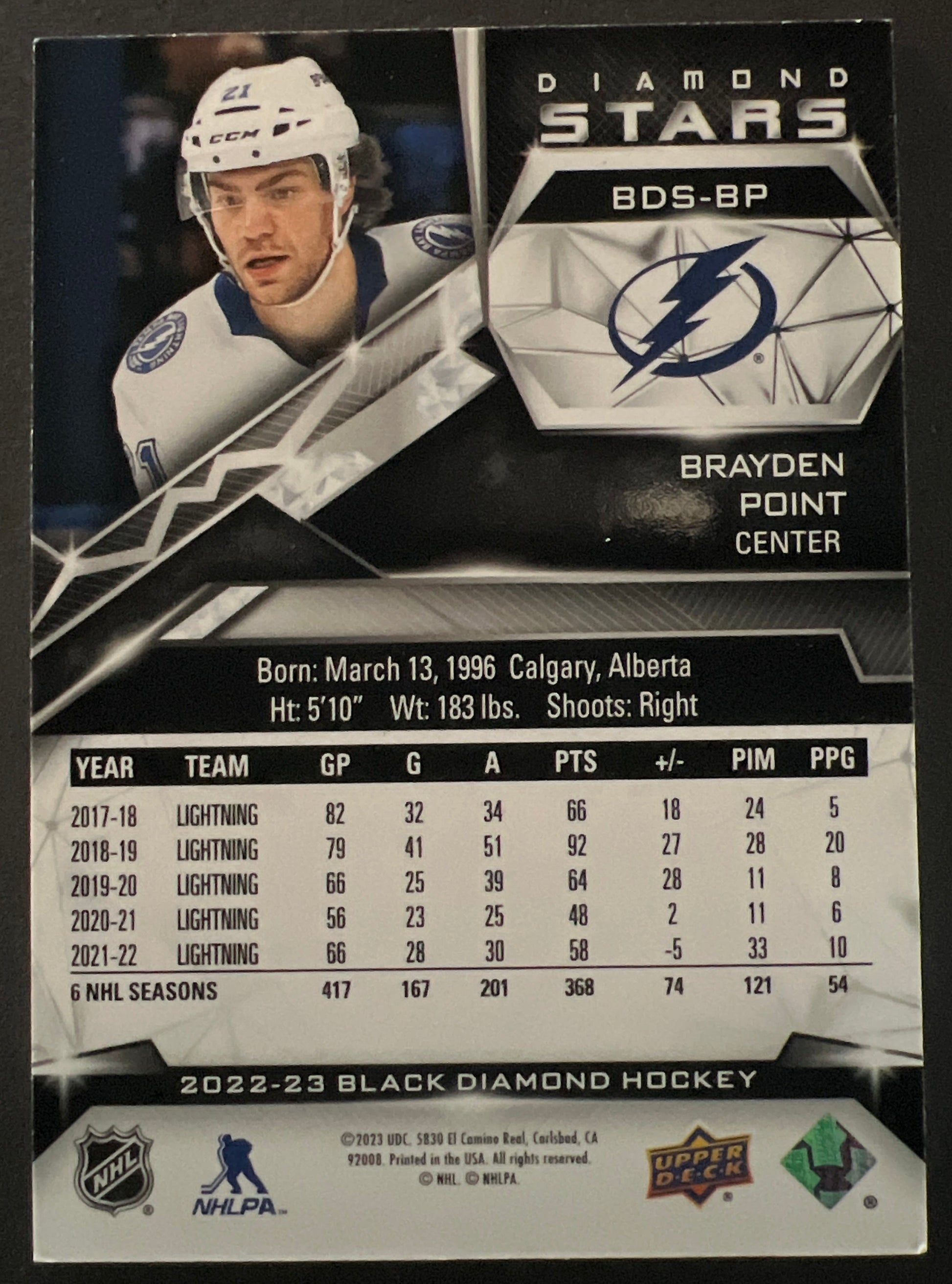 Brayden Point Diamond Stars /299 - 2022/23 Black Diamond