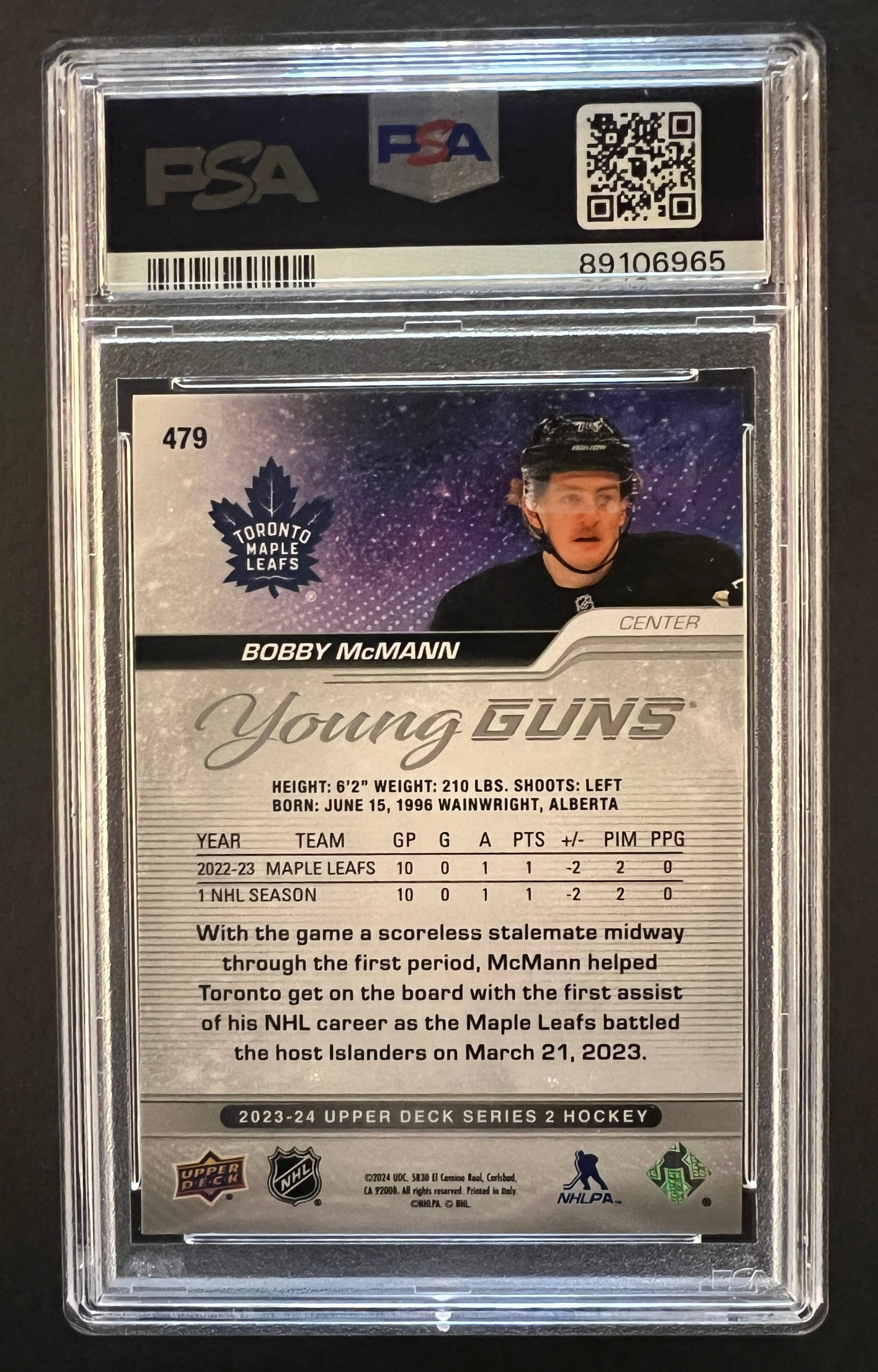 Bobby McMann Young Guns Rookie #479 - PSA 9 - 2023/24 Series 2