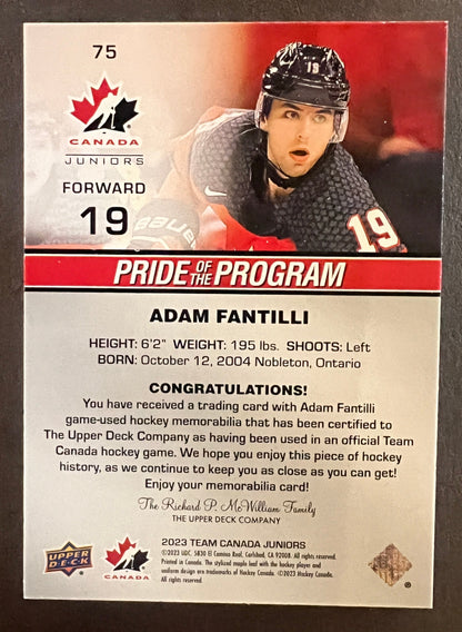 Adam Fantilli Pride Of The Program Jersey - 2023 Team Canada Juniors