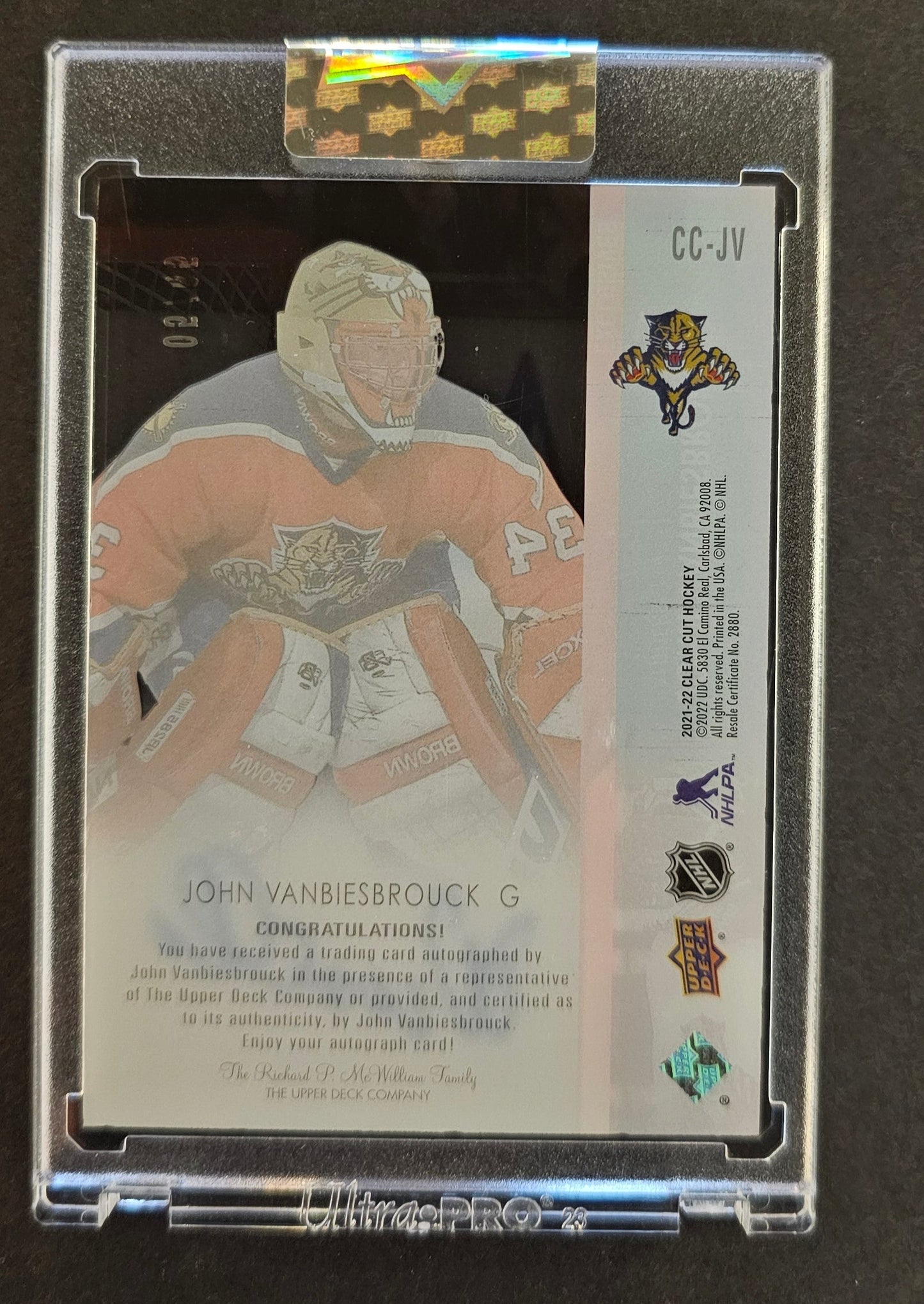 John VanViesbrouck Exclusives Auto /65 - 2021/22 Clear Cut