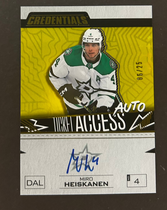 Miro Heiskanen Ticket Access Auto Yellow /25 - 2023/24 Credentials