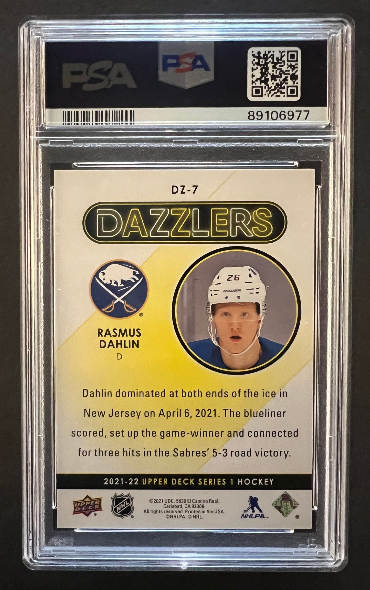 Rasmus Dahlin Dazzlers Pink - PSA 10 - 2021/22 Series 1