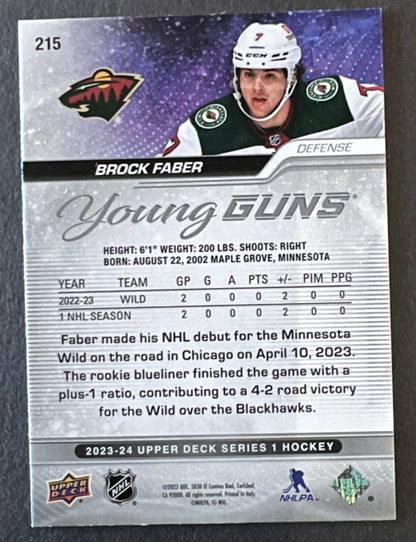 Brock Faber Young Guns Rookie Outburst Silver - 2023/24 Series 1