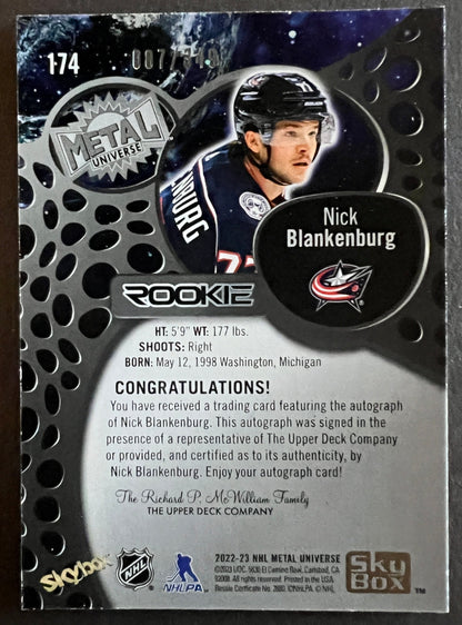 Nick Blackenburg Rookie Auto - 2022/23 Metal Universe