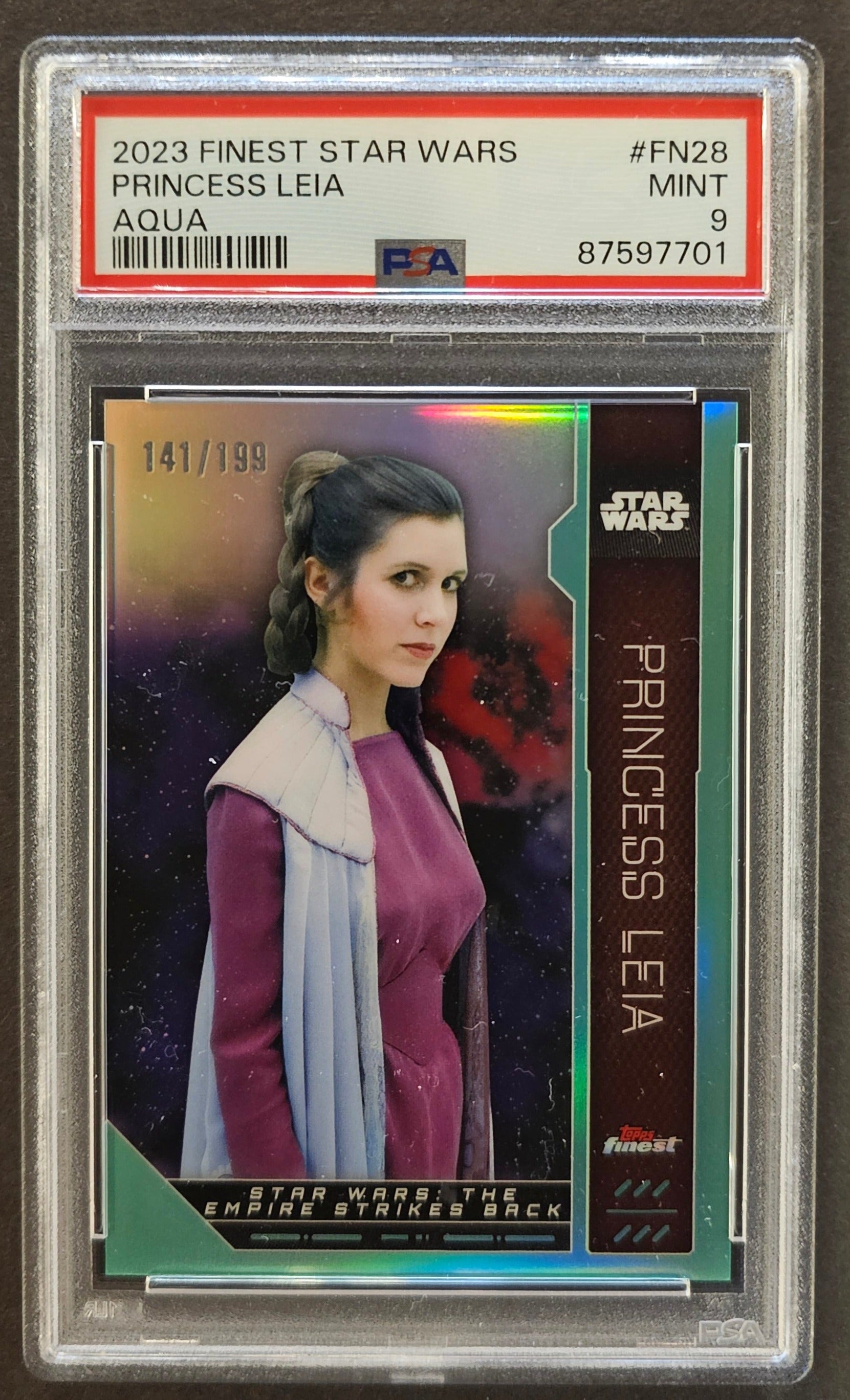 Princess Leia Aqua /199 Graded PSA 9 - 2023 Topps Finest Star Wars