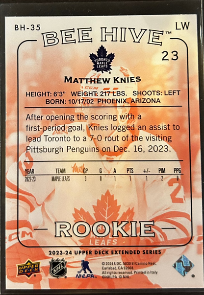 Matthew Knies Beehive Rookie /250 - 2023/24 Extended Series