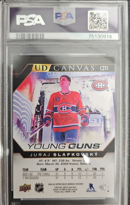 Juraj Slafkovsky Young Guns Canvas Black & White #C211 Graded PSA 9 - 2022/23 Series 2