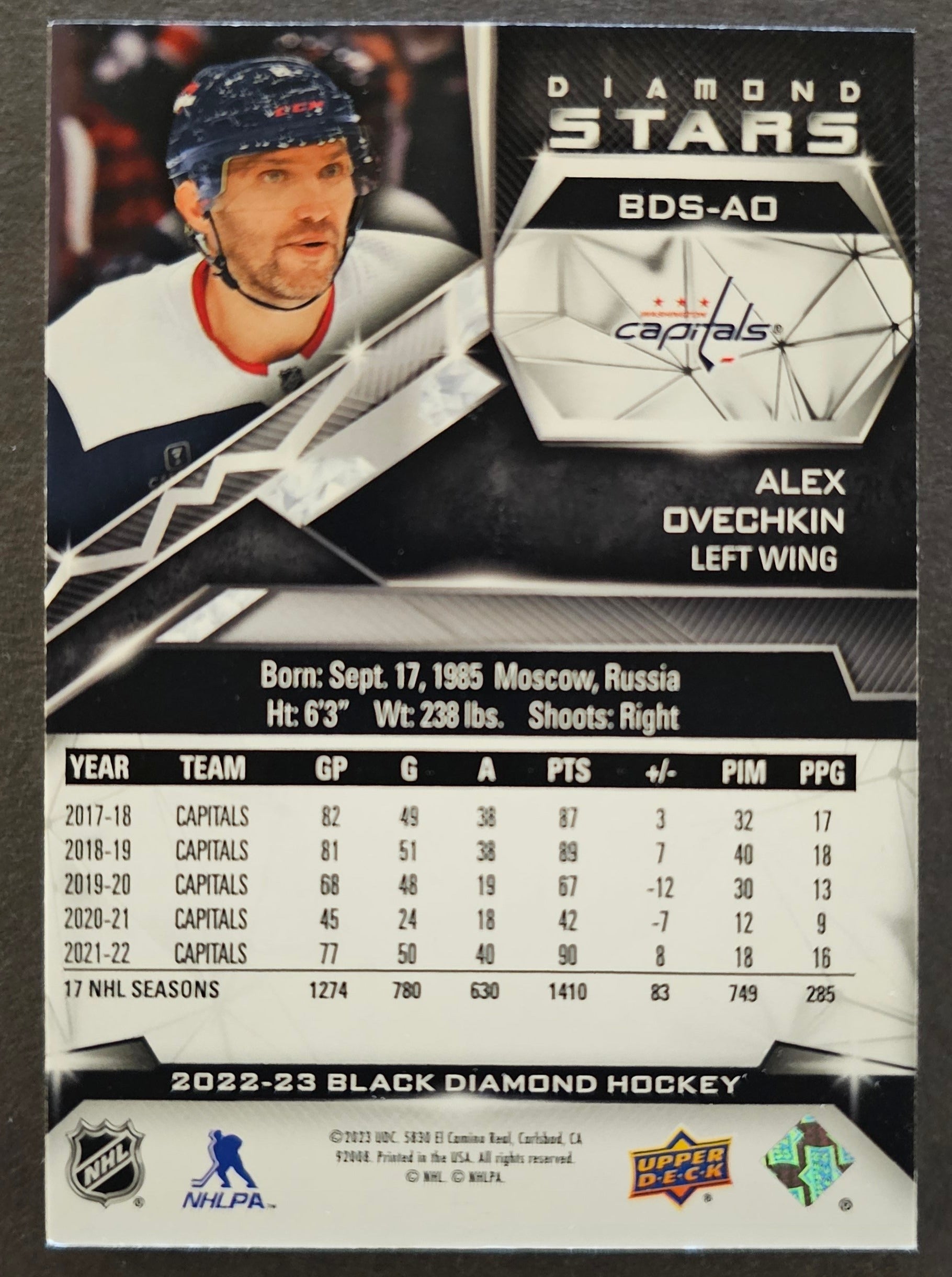 Alex Ovechkin Diamond Stars /299 - 2022/23 Black Diamond