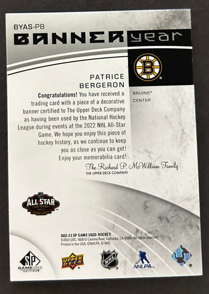 Patrice Bergeron Banner Year - 2022/23 SP Game Used