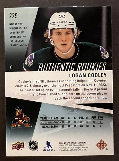 Logan Cooley Authentic Rookies Crystal /92 - 2023/24 SP Game Used