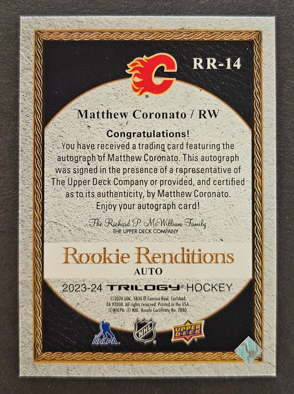 Matthew Coronato Rookie Renditions Auto /99 - 2023/24 Trilogy