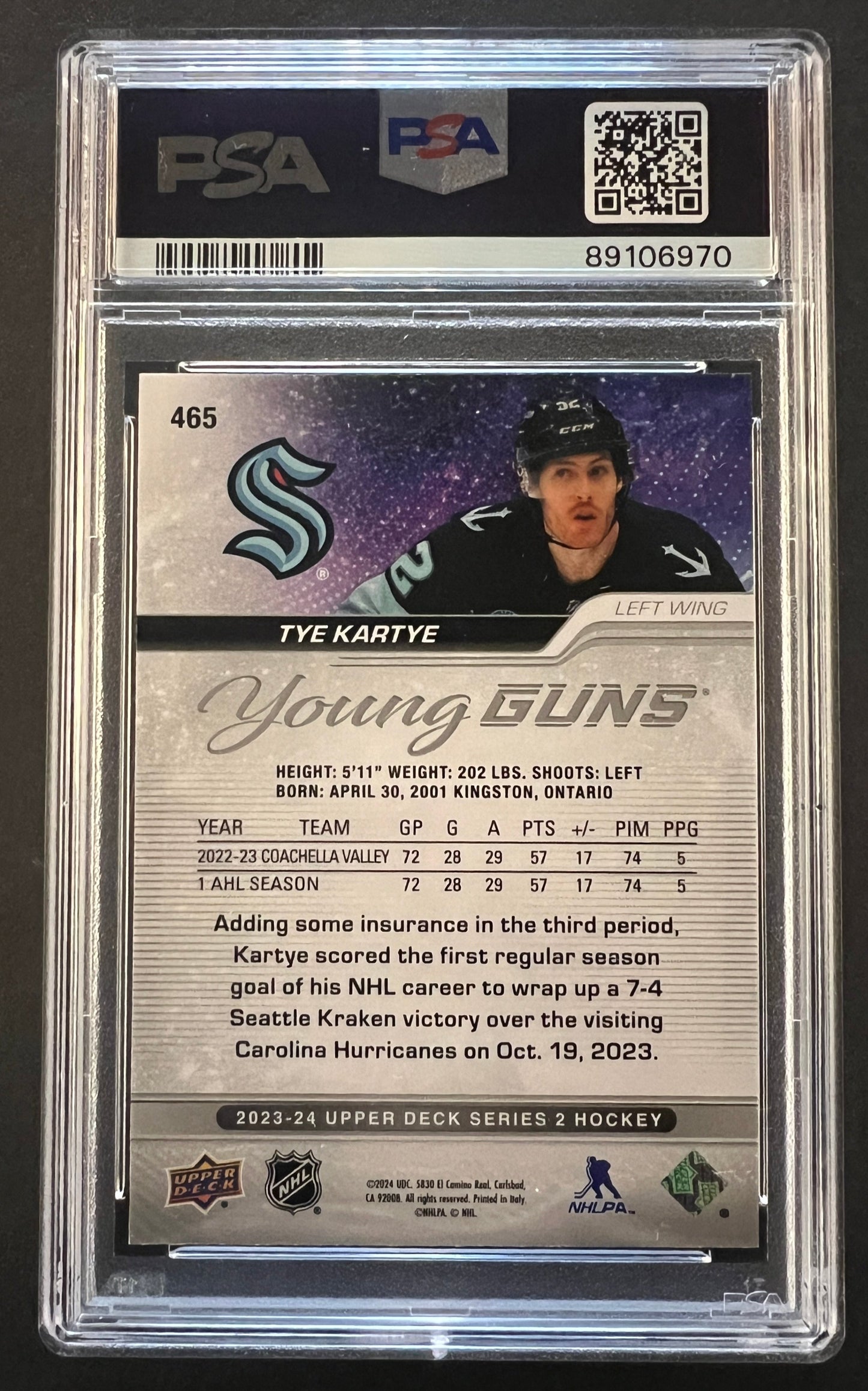 Tye Kartye Young Guns Rookie #465 - PSA 10 - 2023/24 Series 2