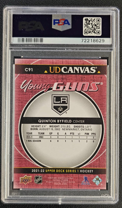 Quinton Byfield Young Guns Canvas (Rookie) Graded PSA 10 - 2021/22 Series 1