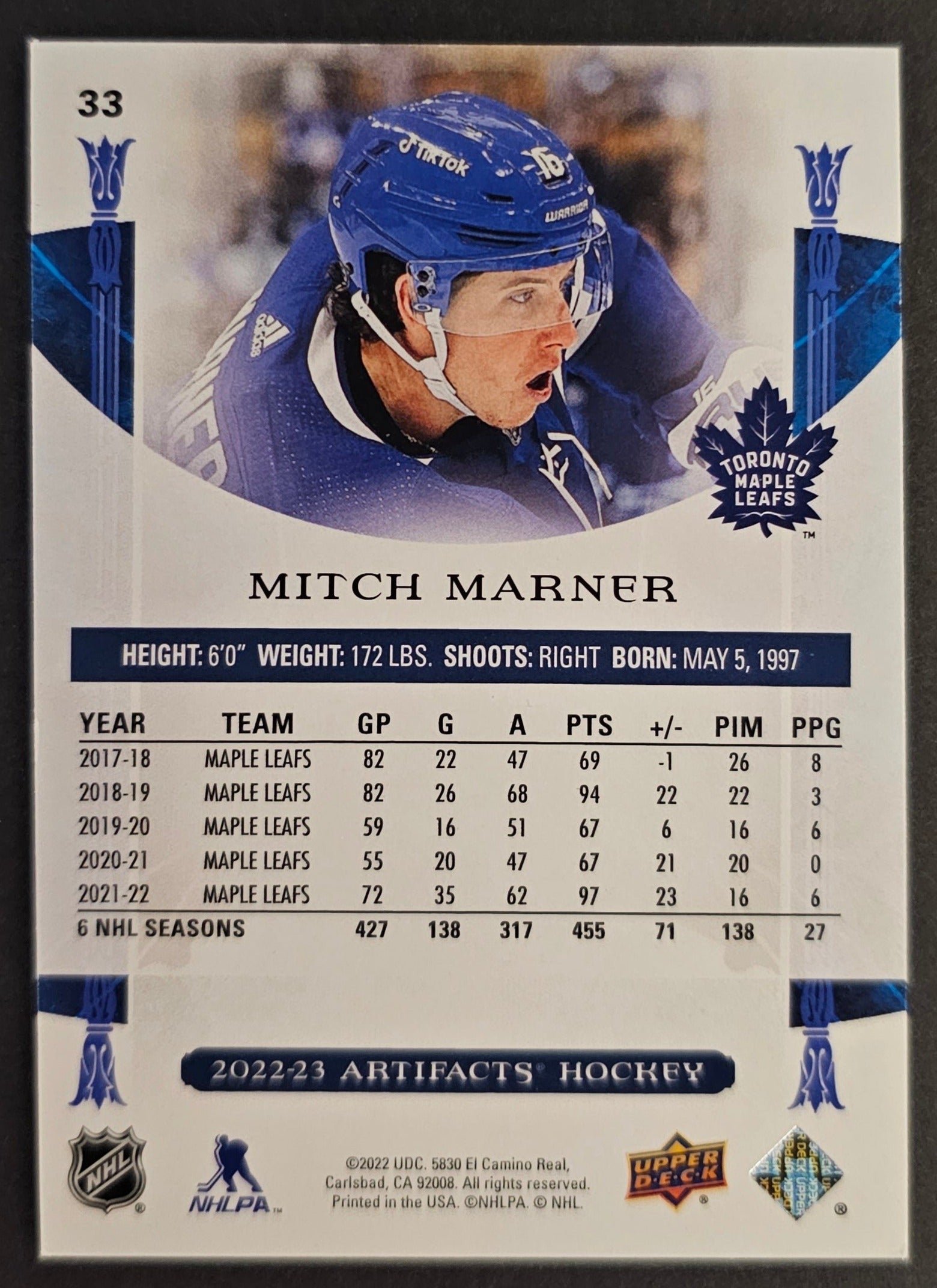 Mitch Marner Blue Steel Parallel /199 - 2022/23 Artifacts