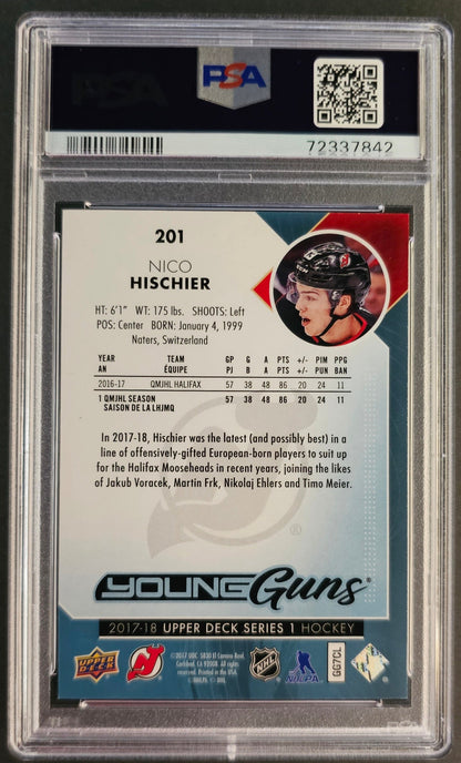 Nico Hischier Young Guns (Rookie) #201 Graded PSA 10 - 2017/18 Series 1