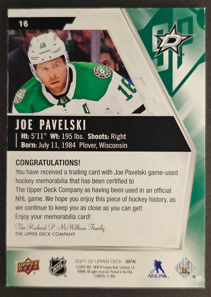 Joe Pavelski Gold Jersey - 2021/22 SPX