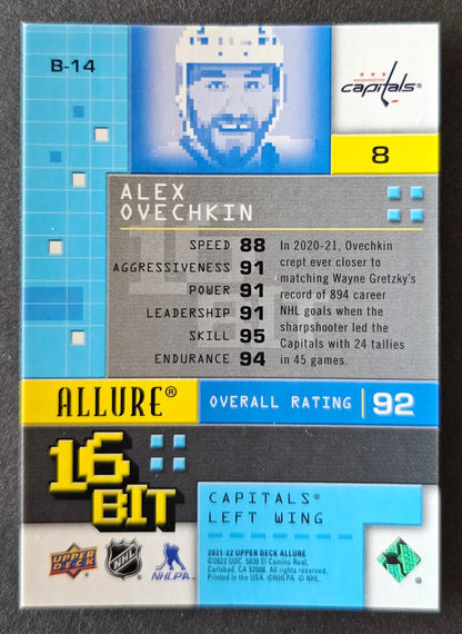 Alex Ovechkin 16 Bit - Easter Egg - Very Rare - Super Short Print - 2021/22 Allure