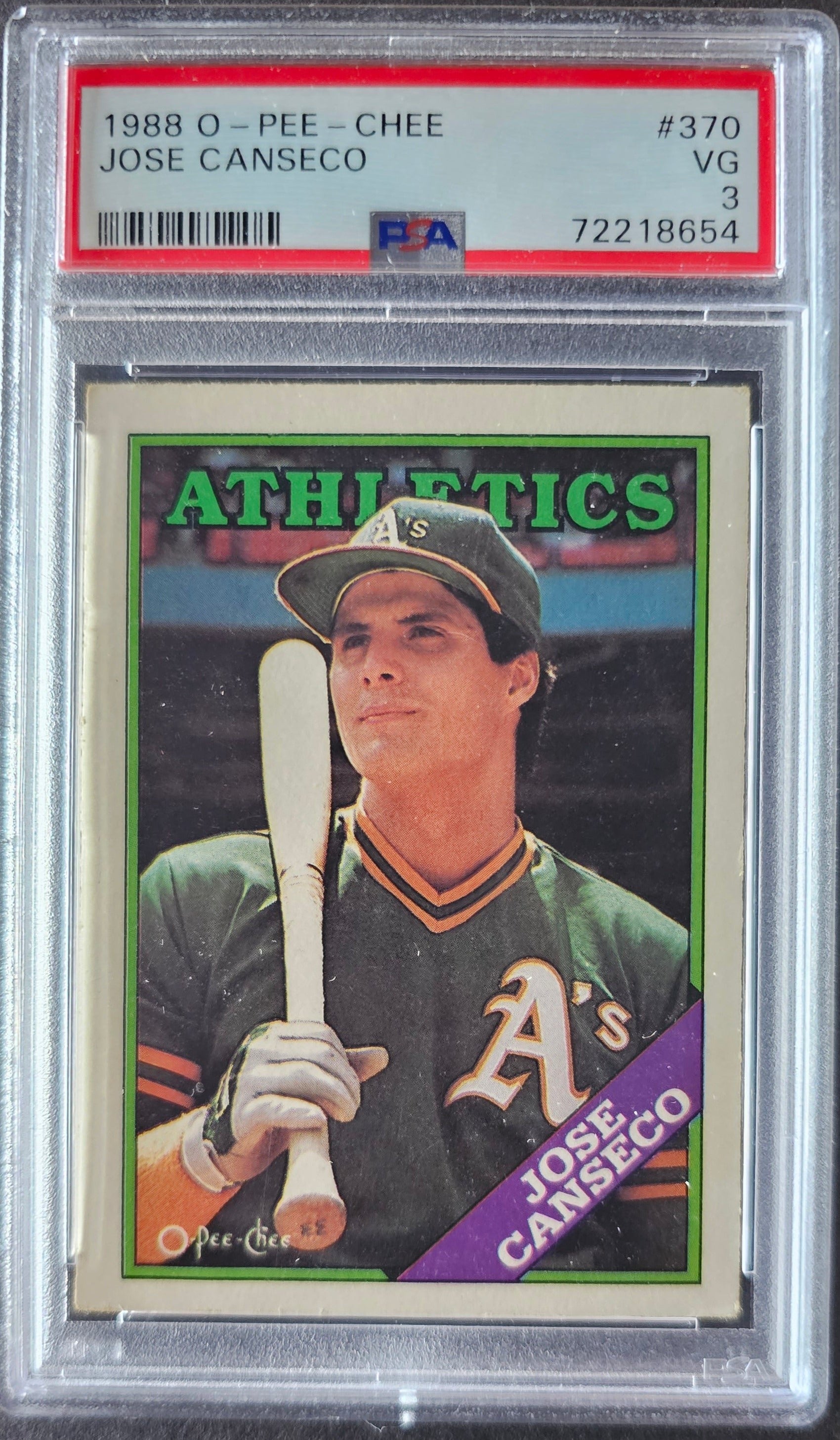 Jose Conseco #370 Graded PSA 3 - 1988 O-Pee-Chee