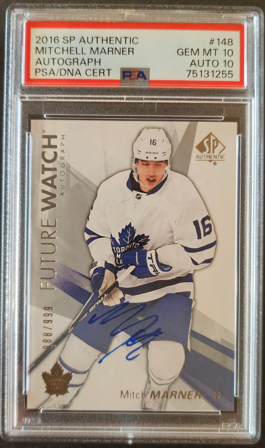 Mitch Marner Future Watch Auto - PSA Gem Mint 10 & Auto 10 - Perfect Card - 2016/17 SP Authentic