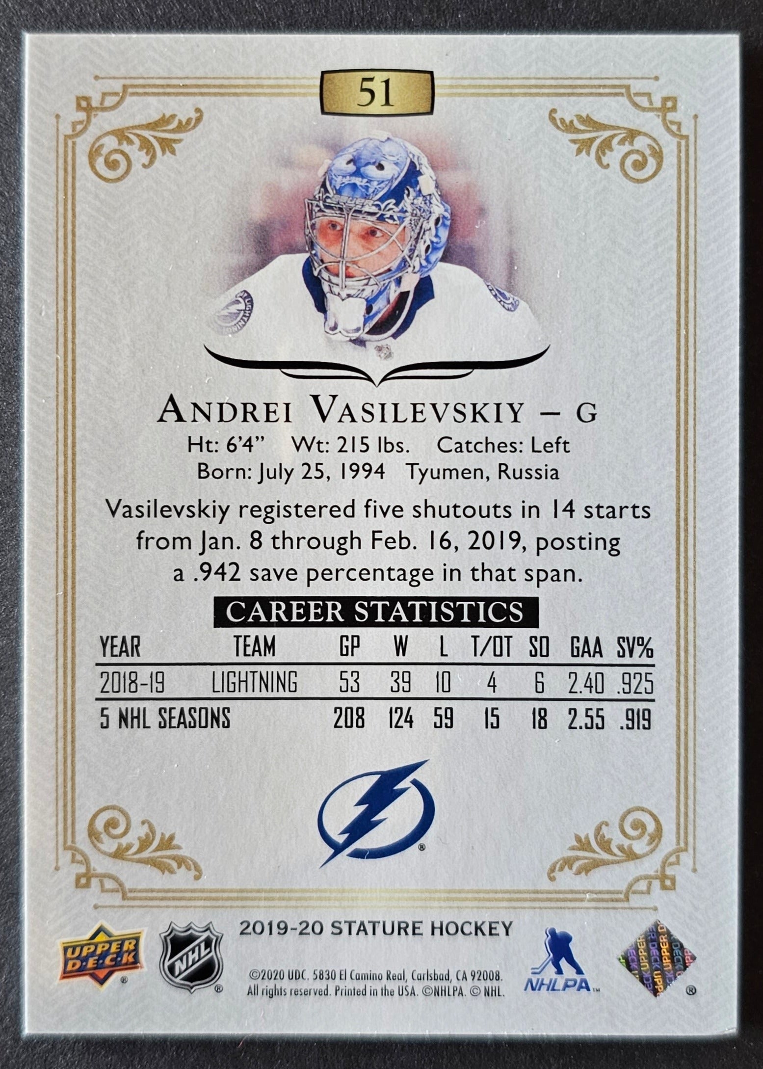 Andrei Vasilevskiy Black Parallel 13/15 - 2019/20 Stature