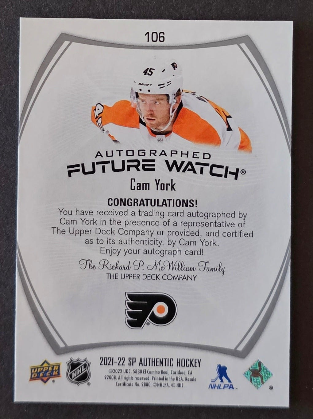 Cam York Future Watch - 2021/22 SP Authentic