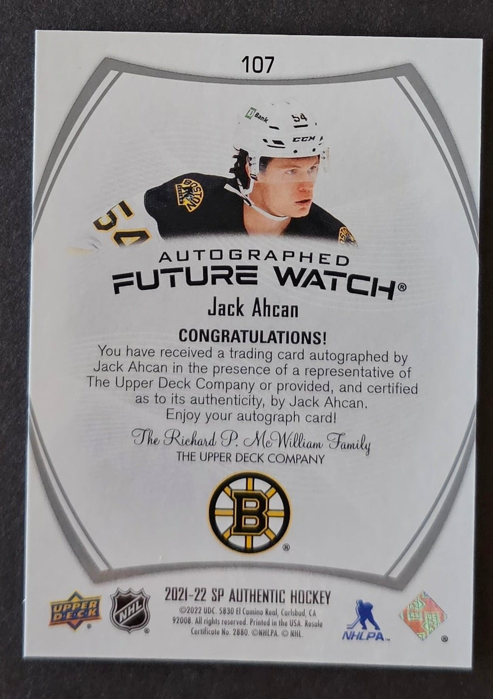 Jack Ahcan Future Watch Auto - 2021/22 SP Authentic