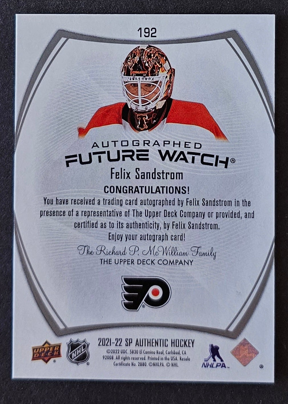 Felix Sandstrom Future Watch Auto - 2021/22 SP Authentic