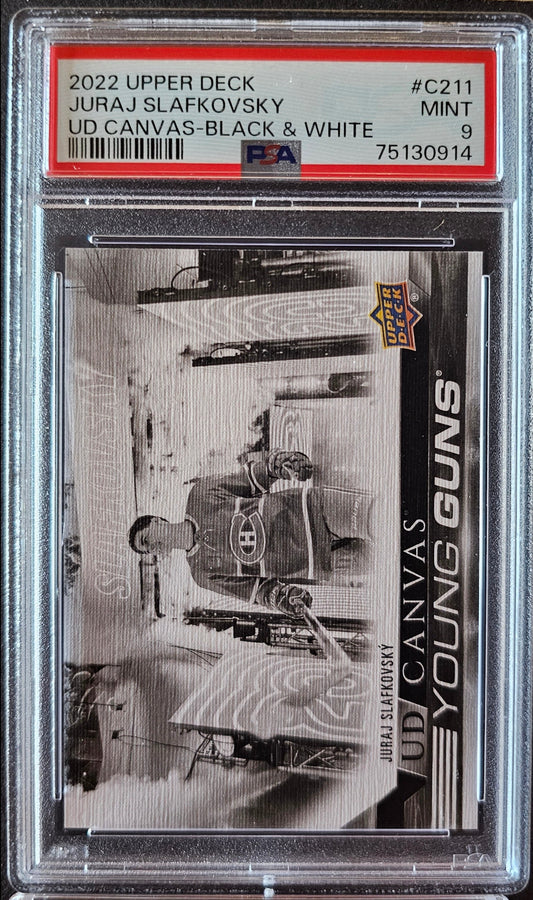 Juraj Slafkovsky Young Guns Canvas Black & White #C211 Graded PSA 9 - 2022/23 Series 2