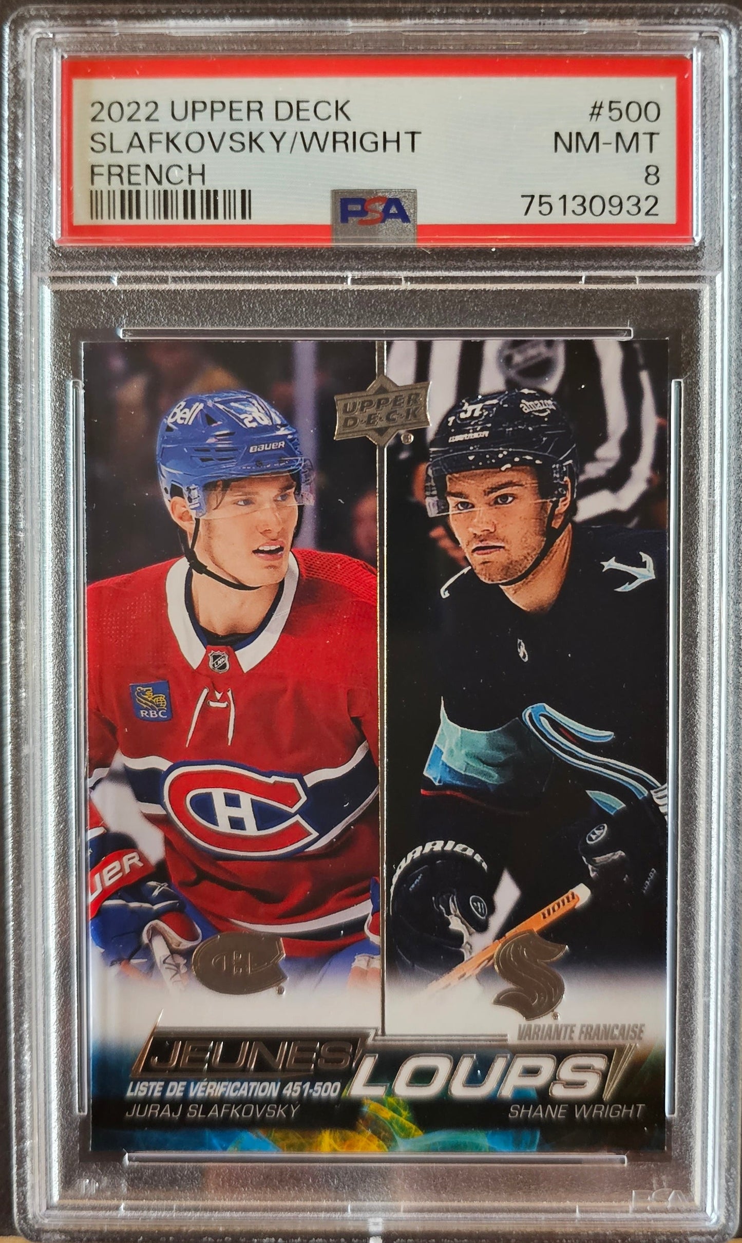 Slafkovsky / Wright Young Guns Checklist French Variant #500 Graded PSA 8 - 2022/23 Series 2