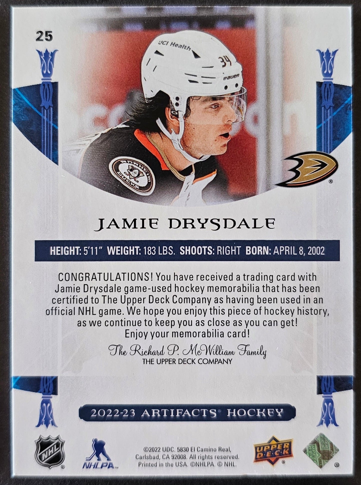 Jamie Drysdale Dual Material Gold 222/149 - 2022/23 Artifacts