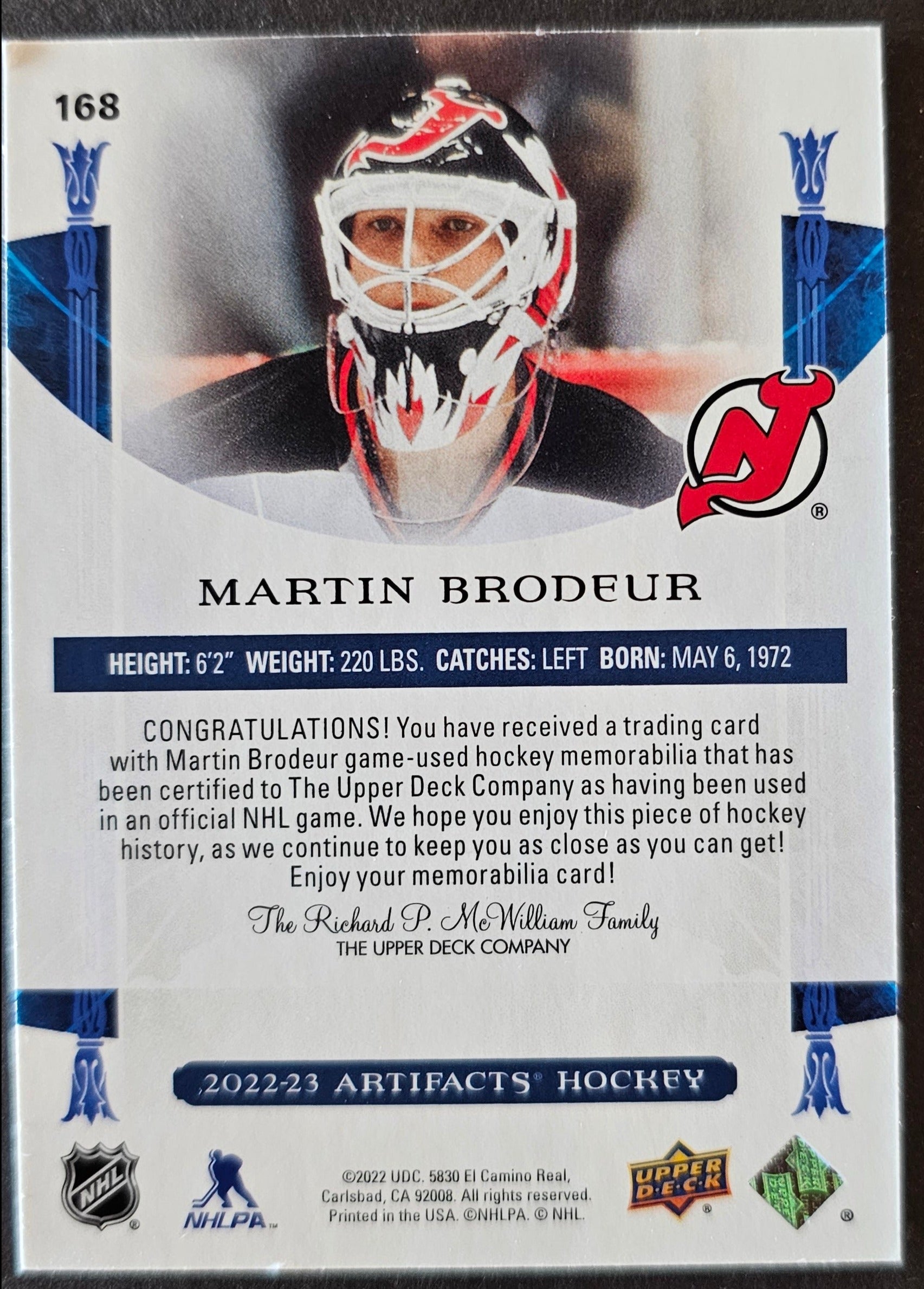 Martin Brodeur #NG-MB Prices  2022 Upper Deck Artifacts Net Gear