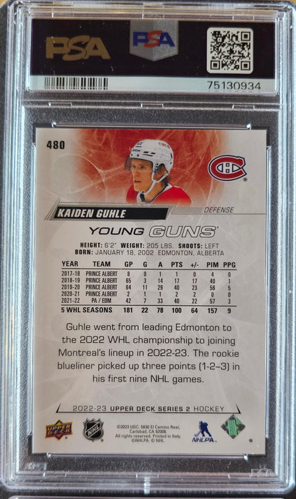 Kaiden Guhle Young Guns (Rookie) #480 Graded PSA 10 - 2022/23 Series 2