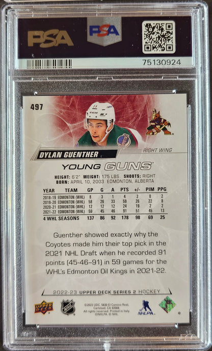 Dylan Guenther Young Guns (Rookie) #497 Graded PSA 10 - 2022/23 Series 2