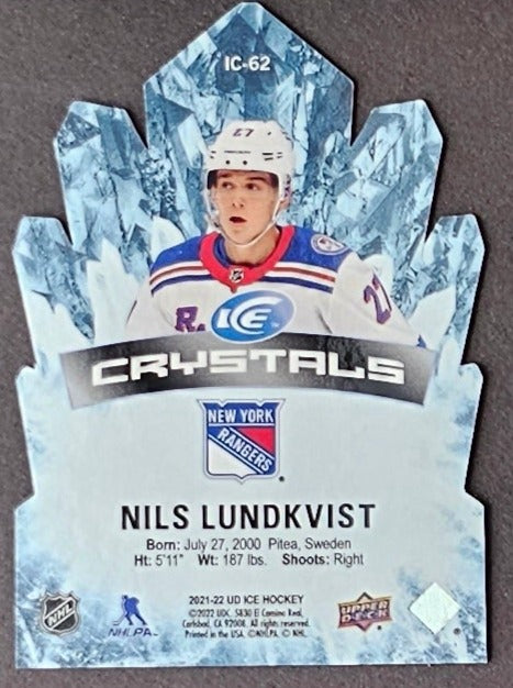 Nils Lundkvist Rookie Ice Crystrals Blue 'Die-Cut' - 2021/22 Ice Hockey