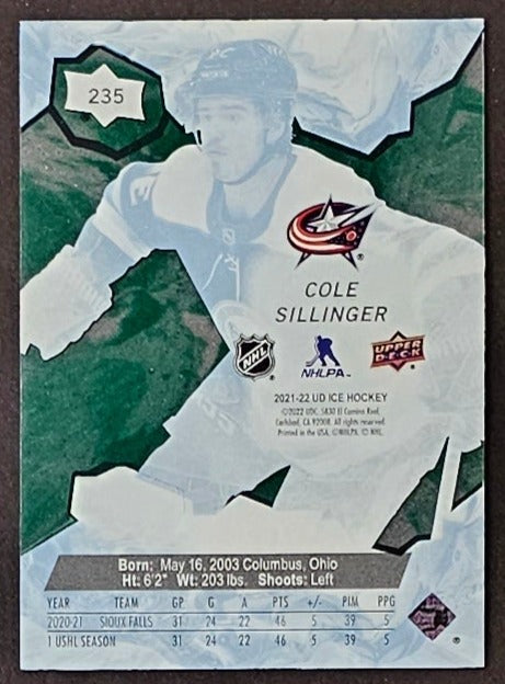 Cole Sillinger Ice Premieres Rookie Acetate Green /799 - 2021/22 Ice Hockey