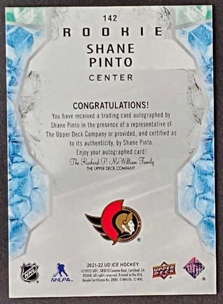 Shane Pinto Rookie Auto White Snowflake - 2021/22 Ice Hockey